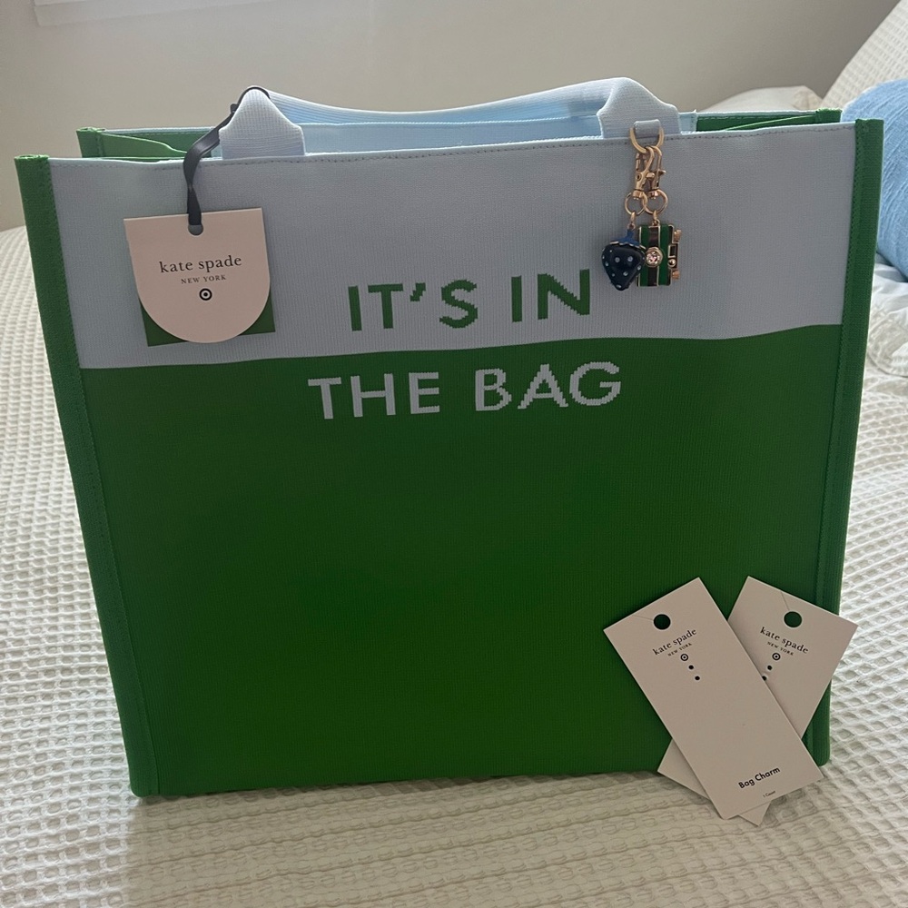 Kate Spade x Target Green/Blue Tote Bag with 2 charms 💚🩵